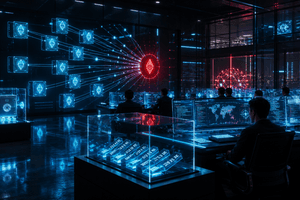 A futuristic crypto security room showing dormant wallet vaults, blockchain drain trails and investigators tracking old private key risks.