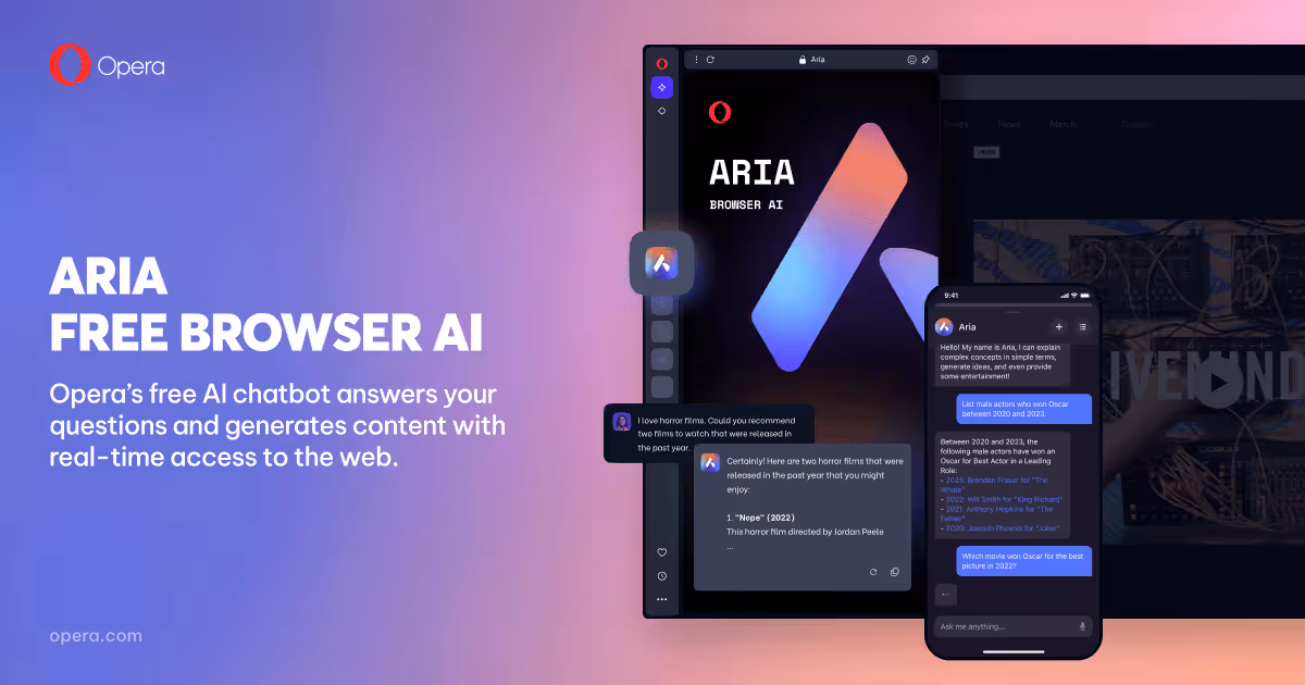Aria browser AI screenshot