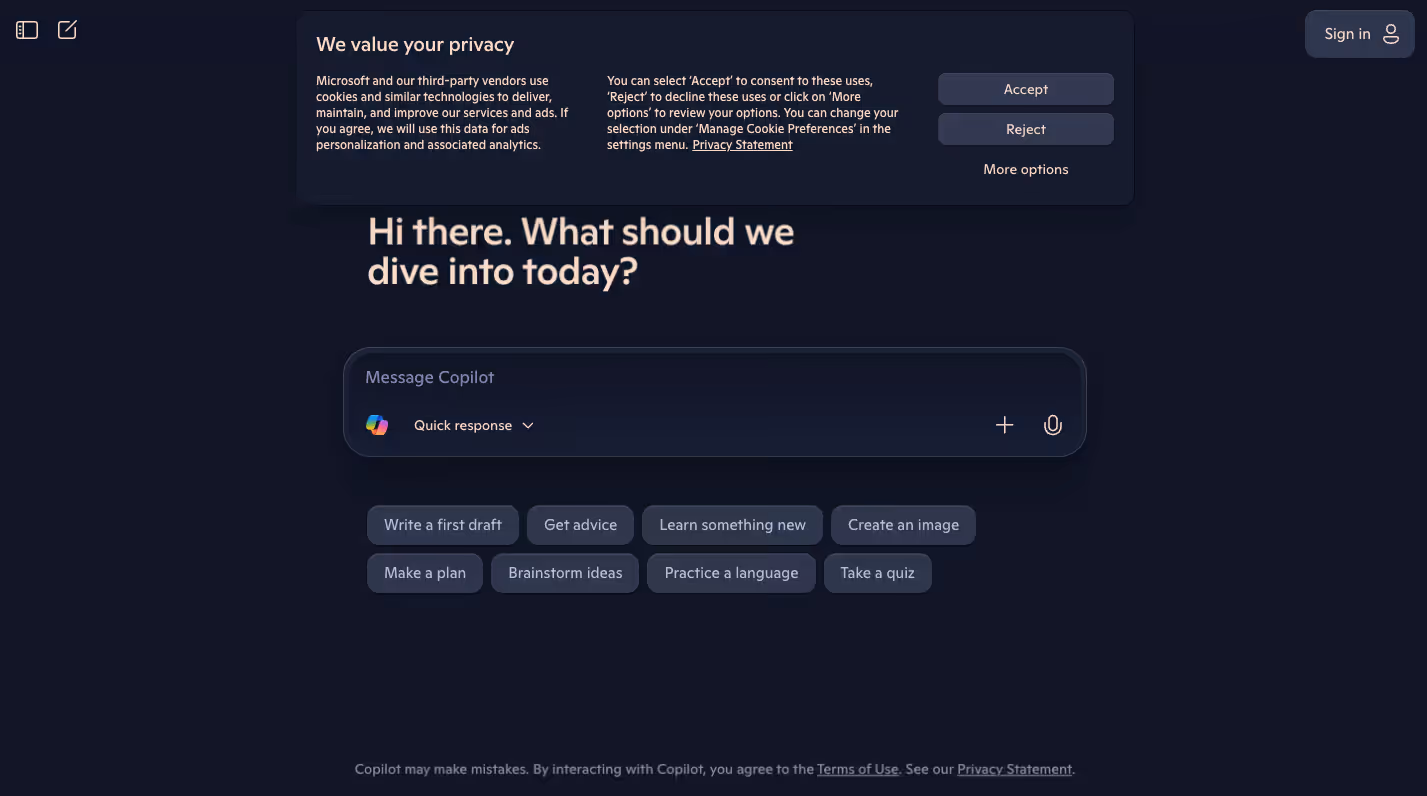 Microsoft Copilot screenshot